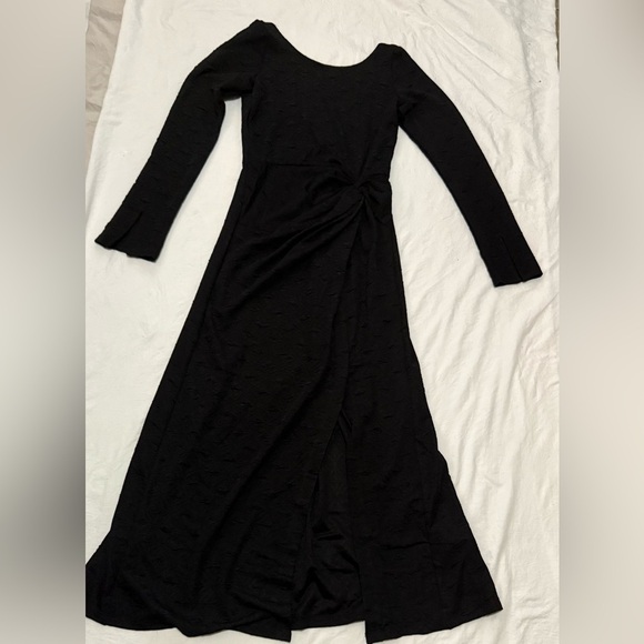 Free People Black Long Sleeve Slit Gown - Picture 2 of 7